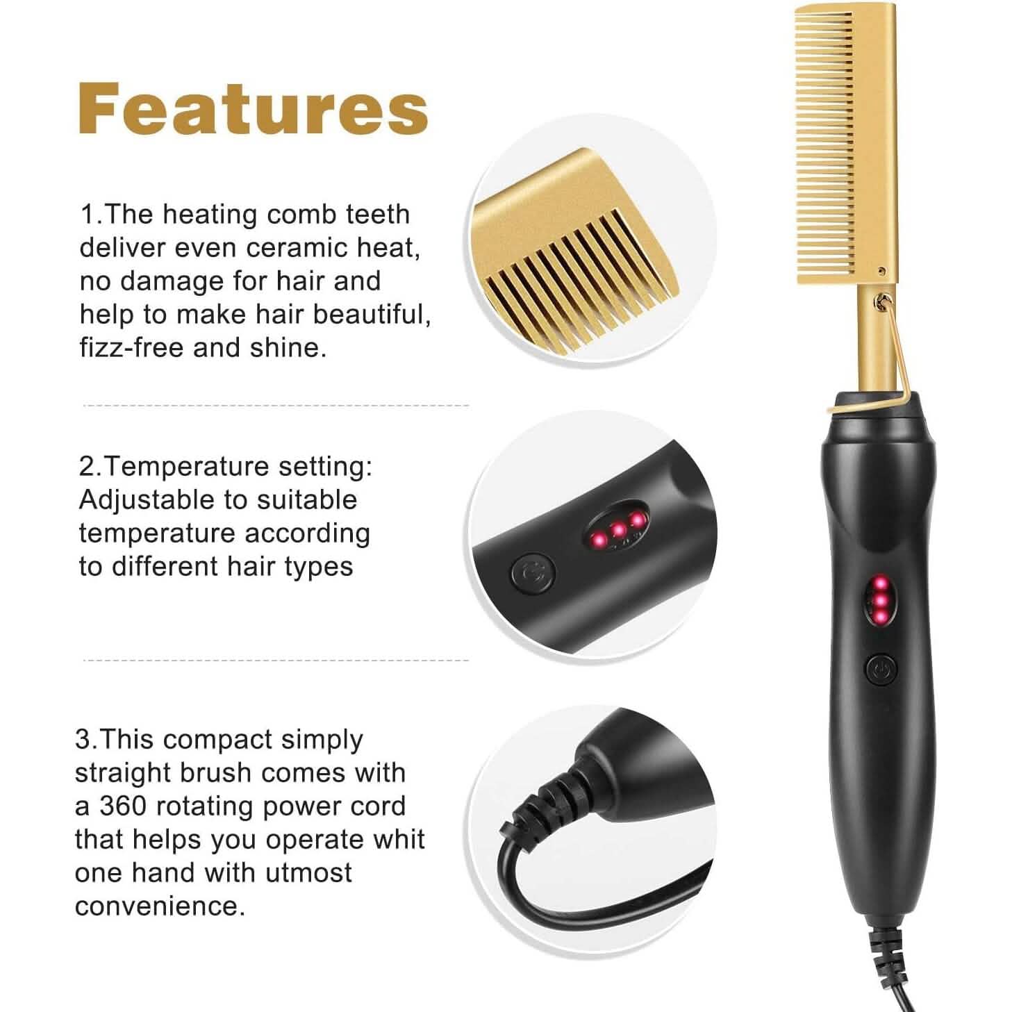 Hot Comb Hair Straightener Comb by DailySale