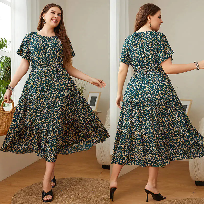 Summer Plus Size Floral Printed Dresses for Women by Trendy Attic Store01