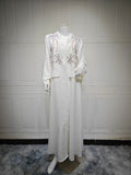 Ice Silk Crinkle Fabric Embroidered V-Neck Abaya(MOA234) by Mariam's Collection