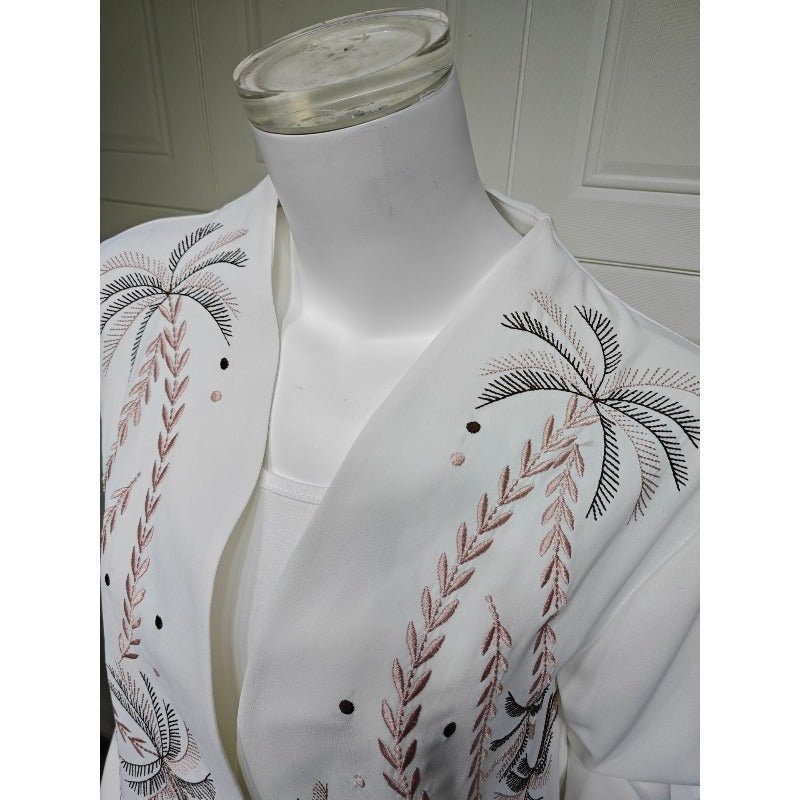 Ice Silk Crinkle Fabric Embroidered V-Neck Abaya(MOA234) by Mariam's Collection