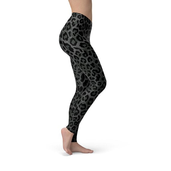 Womens Black Leopard Spots Leggings by Maroon Sooty