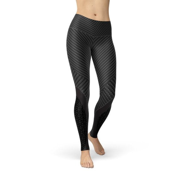 Womens Carbon Fiber Sports Leggings by Maroon Sooty