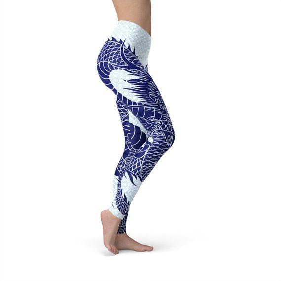 Womens Japanese Dragon Leggings by Maroon Sooty