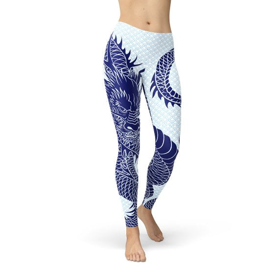 Womens Japanese Dragon Leggings by Maroon Sooty