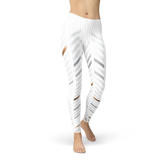 Womens White Stripes Leggings by Maroon Sooty