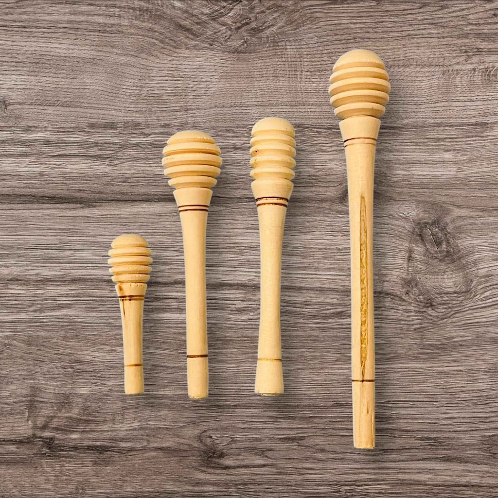 4x Mexican Honey Wood Stirrers 4 Different Sizes 4 Mieleros Mexicanos de Madera 4 Diferente Tamaños