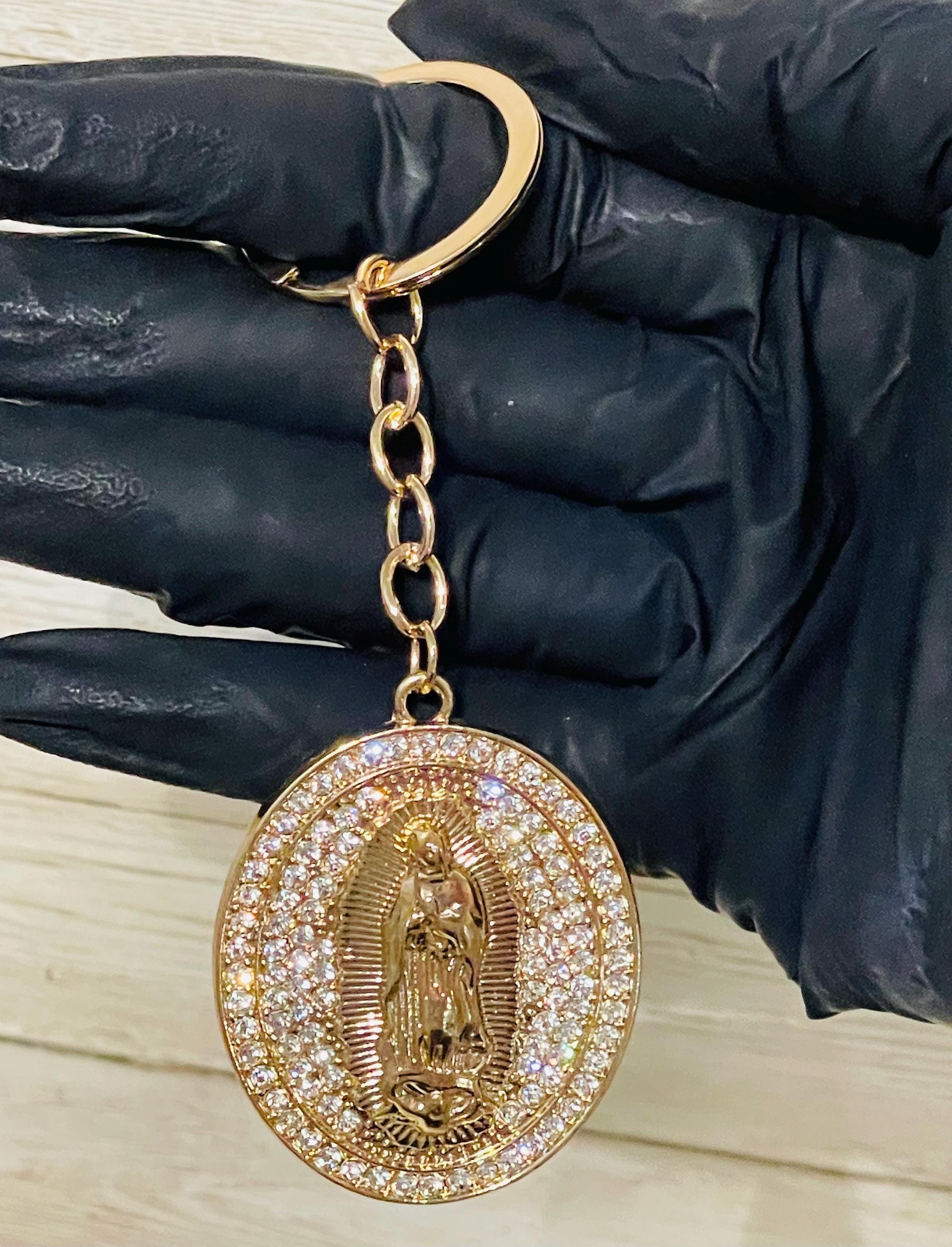 2x Virgin Mary Keychains 1 Gold Color and 1 Silver Color 2x Llaveros de La Virgen Maria 1 Color Oro y 1 Color Plata by Chica Mexico