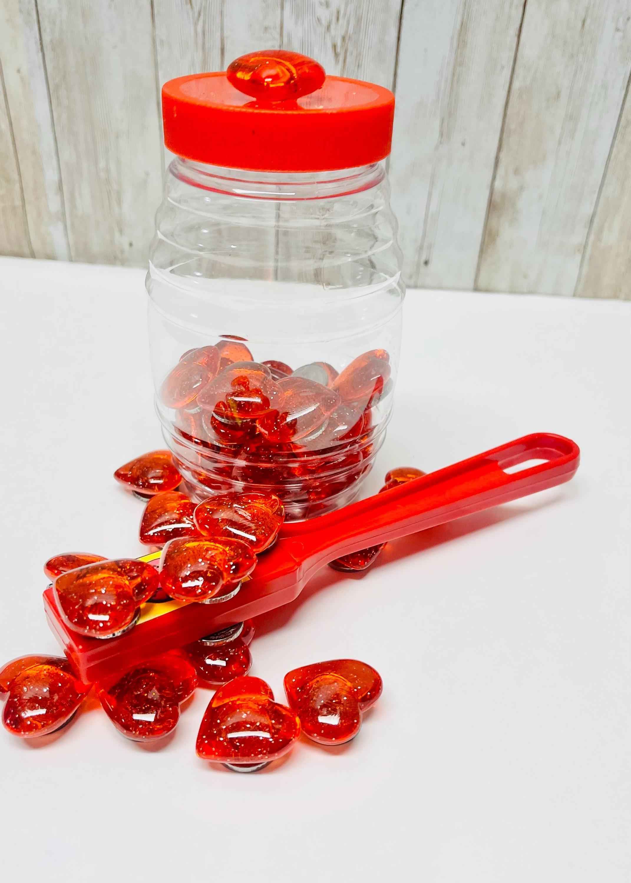 40 Fichas Magneticas de Corazonsitos con Pala Magnetica 40 Magnetic Heart Chips and Wand to Play Bingo