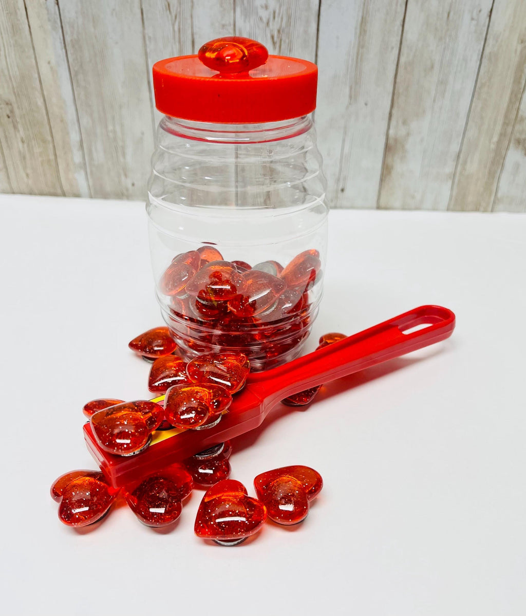 40 Fichas Magneticas de Corazonsitos con Pala Magnetica 40 Magnetic Heart Chips and Wand to Play Bingo by Chica Mexico
