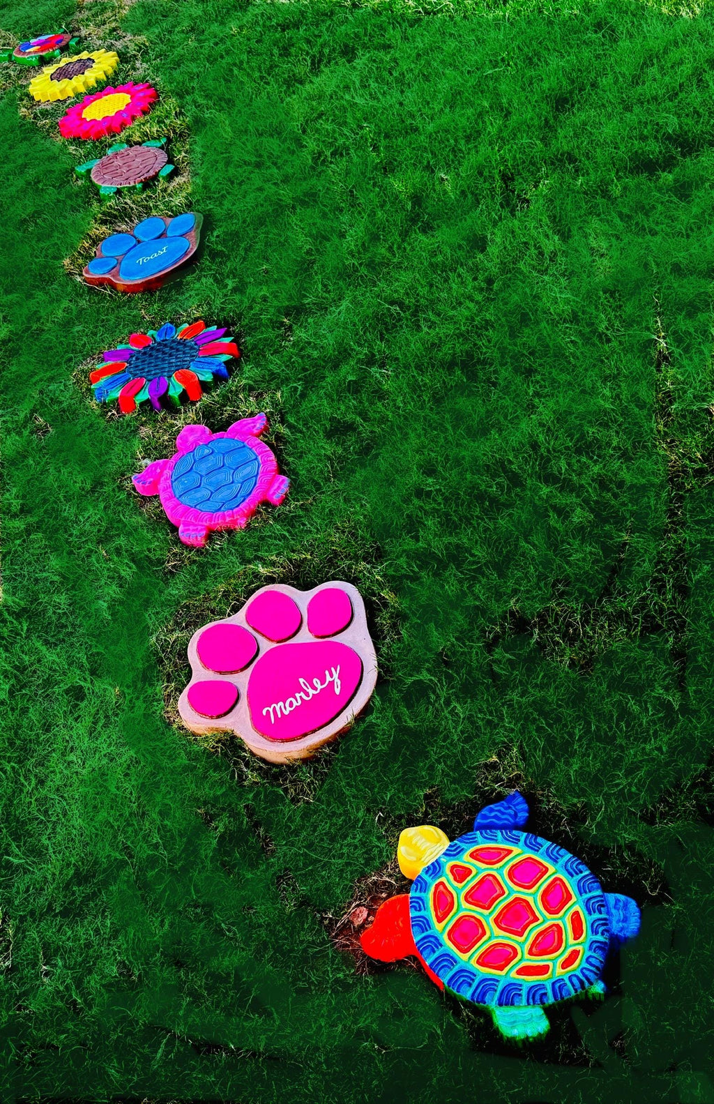 2x Bundle Garden Turtle Stepping Stones Garden Pathway Stepping Stone Outdoor Yard Decoration Cement Paver Lawn and Patio Ornament Bundle by Chica Mexico