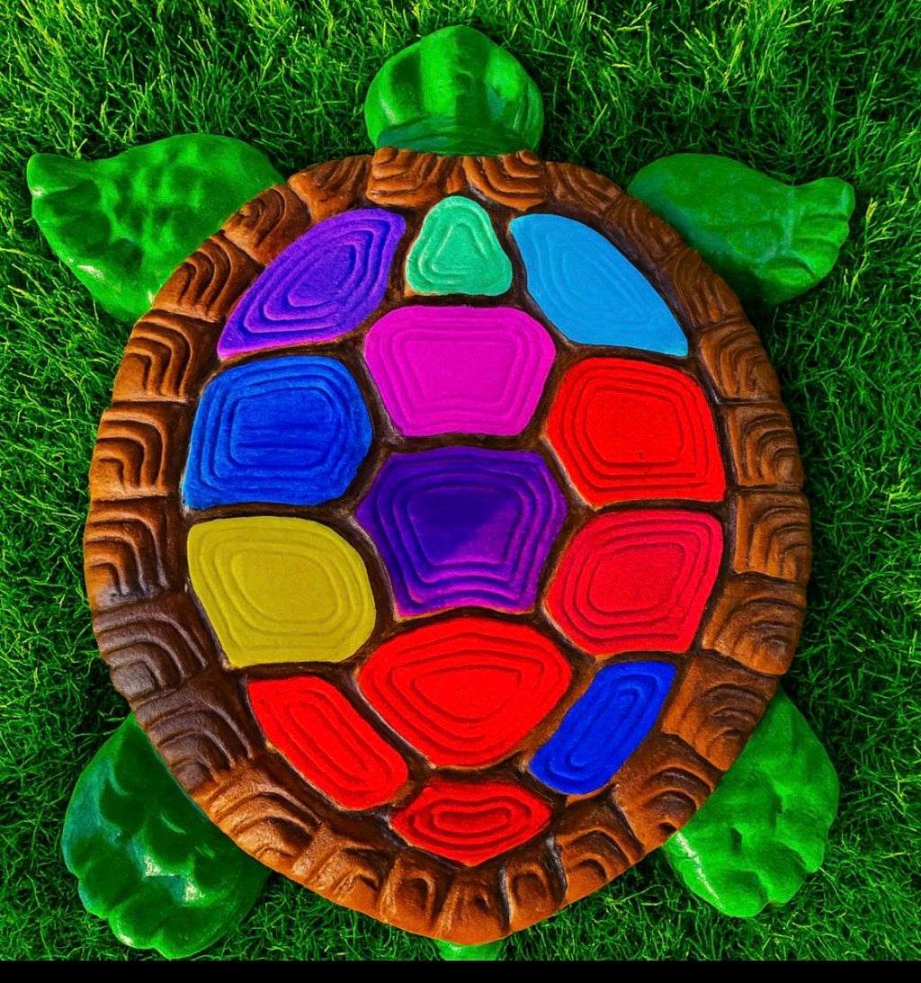 2x Bundle Garden Turtle Stepping Stones Garden Pathway Stepping Stone Outdoor Yard Decoration Cement Paver Lawn and Patio Ornament Bundle by Chica Mexico