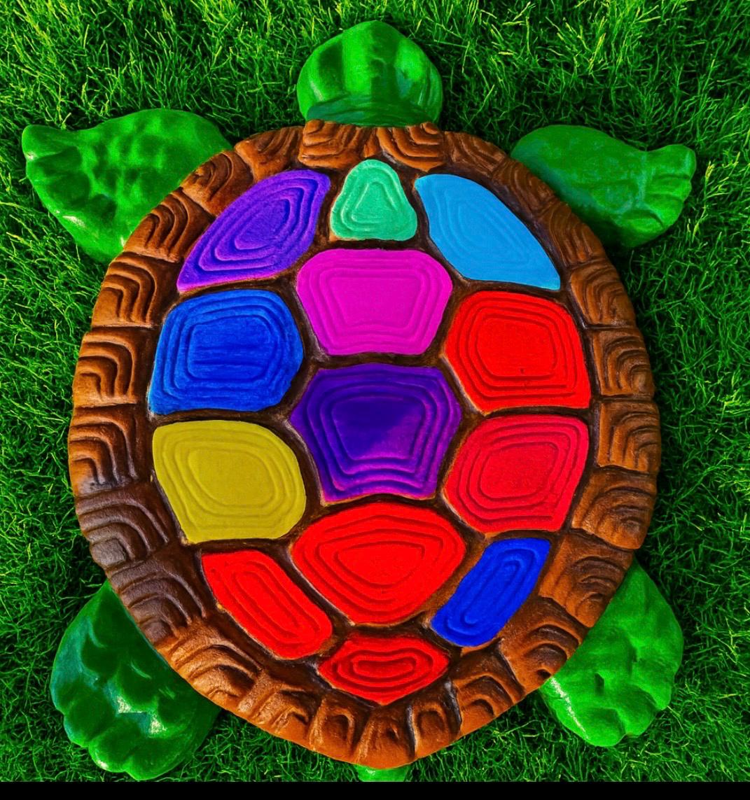 2x Bundle Garden Turtle Stepping Stones Garden Pathway Stepping Stone Outdoor Yard Decoration Cement Paver Lawn and Patio Ornament Bundle by Chica Mexico