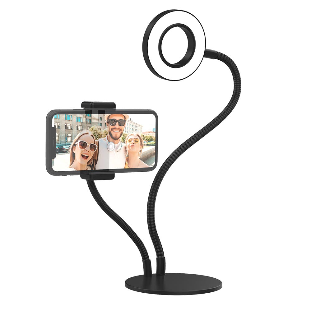 Dual Arm Selfie Stand w/LED Ring Light by Infinite Basics