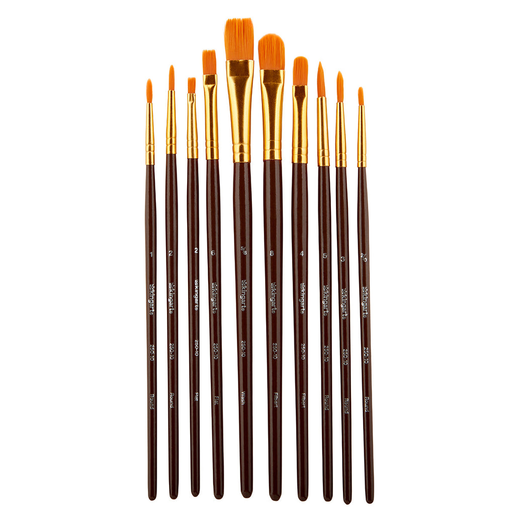 Studio Mixed Media Gold Nylon Brush Set - 10 pc by KINGART