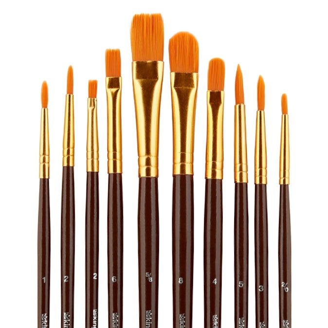 Studio Mixed Media Gold Nylon Brush Set - 10 pc by KINGART