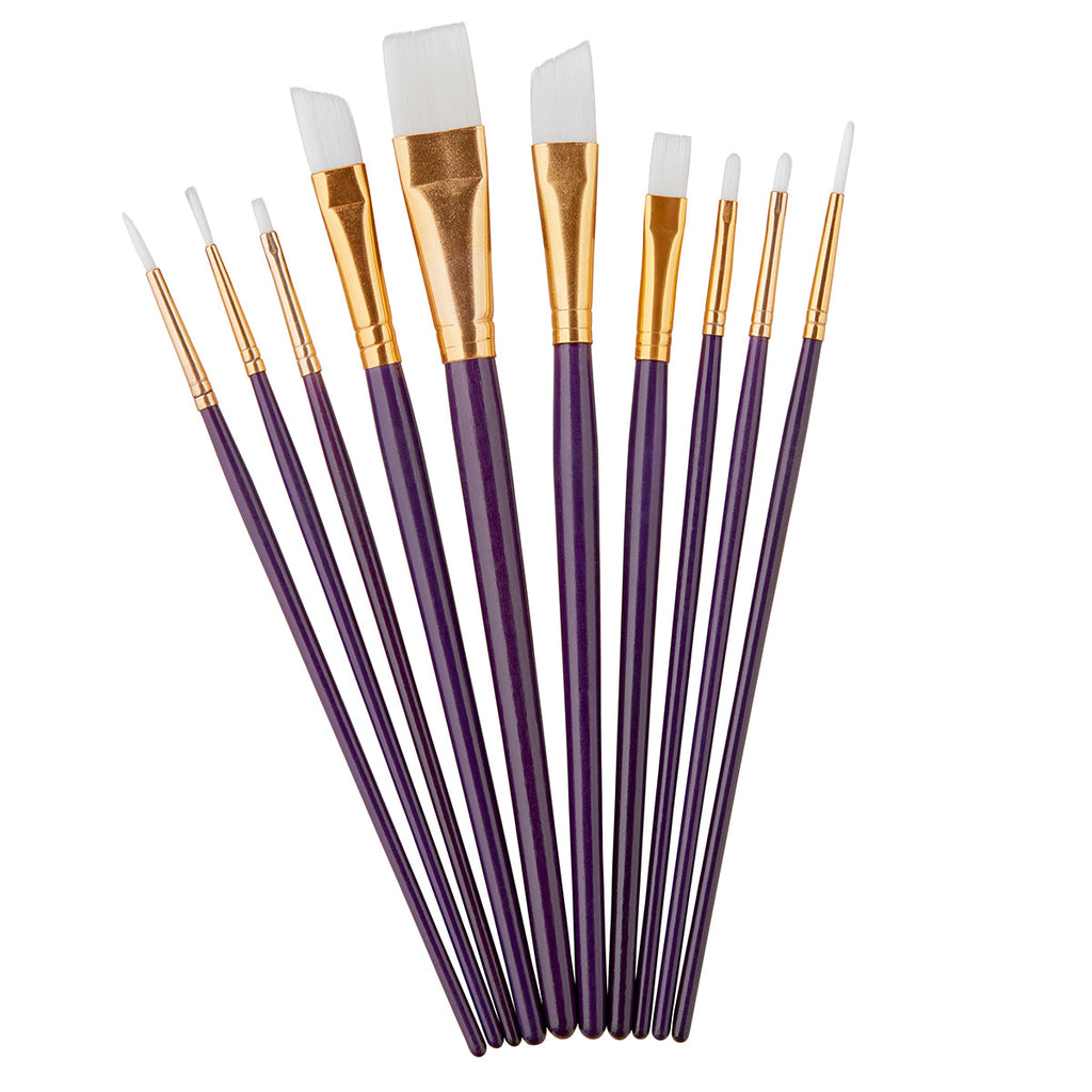 Studio White Nylon Brush Set - Acrylic & Watercolor - 10 pc by KINGART