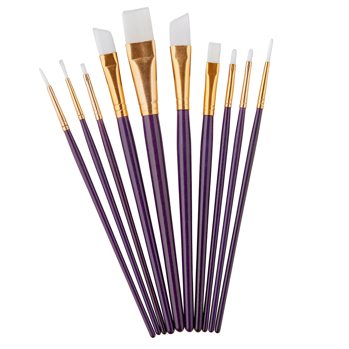Studio White Nylon Brush Set - Acrylic & Watercolor - 10 pc by KINGART