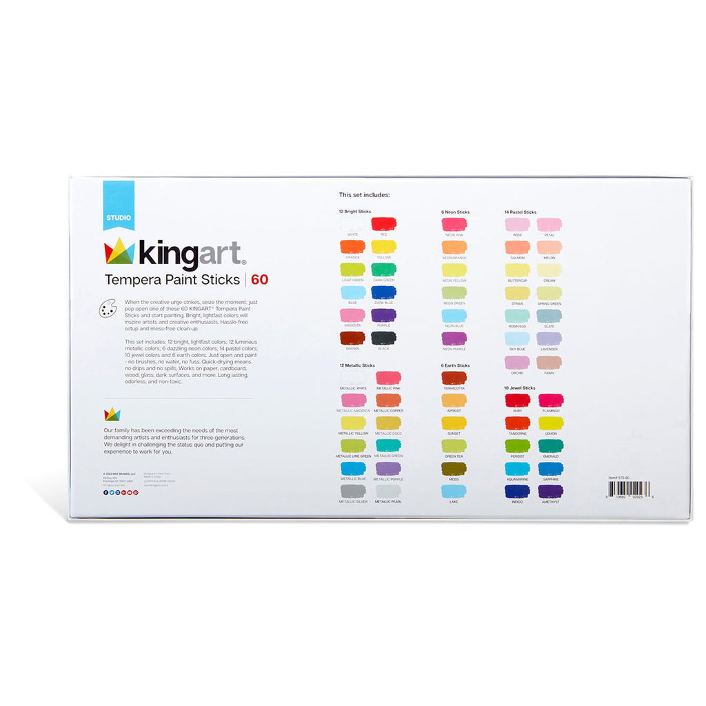 Tempera Paint Sticks, 60 Colors by KINGART
