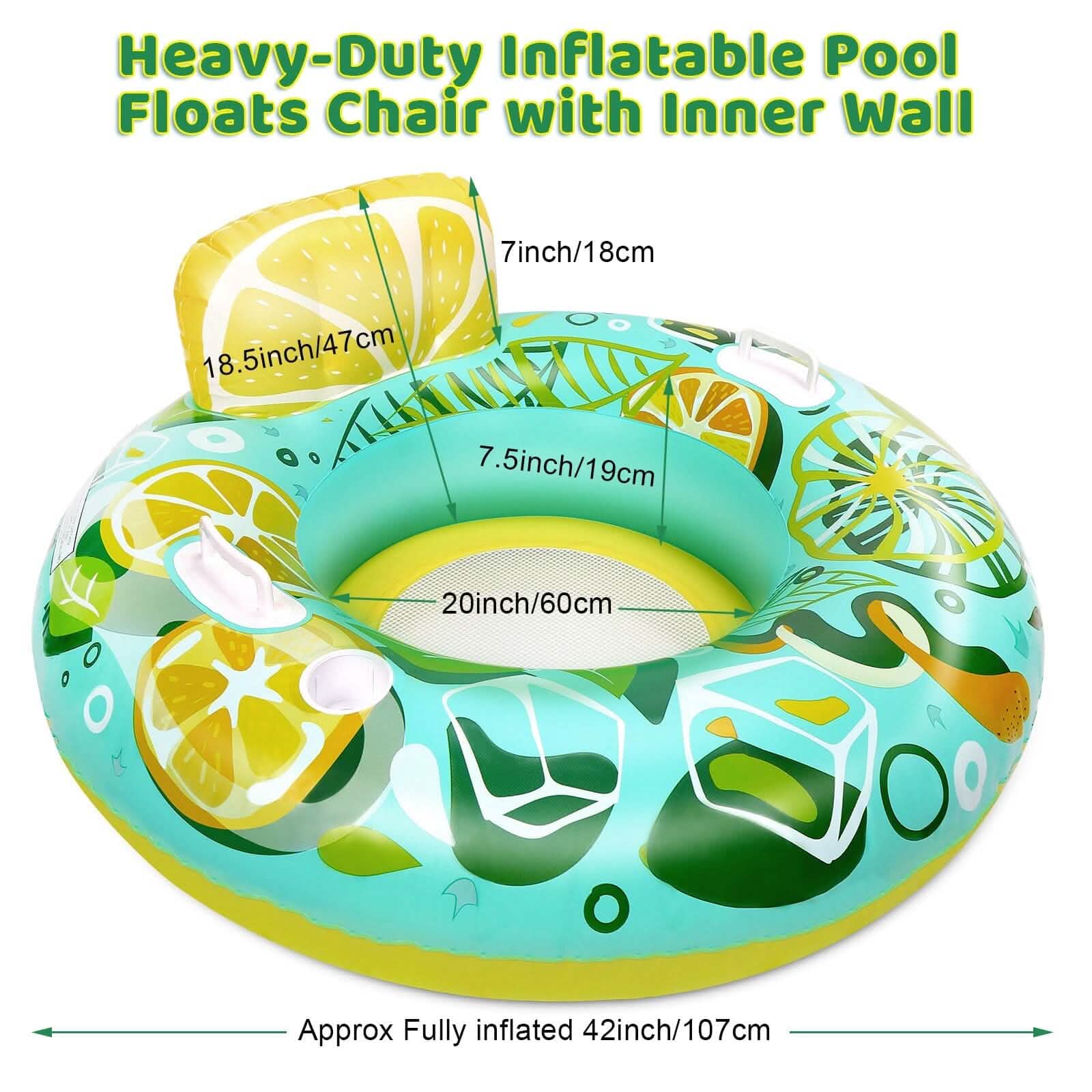 Inflatable Lounger Pool Float with Rubber Handle and Drink Holder by DailySale