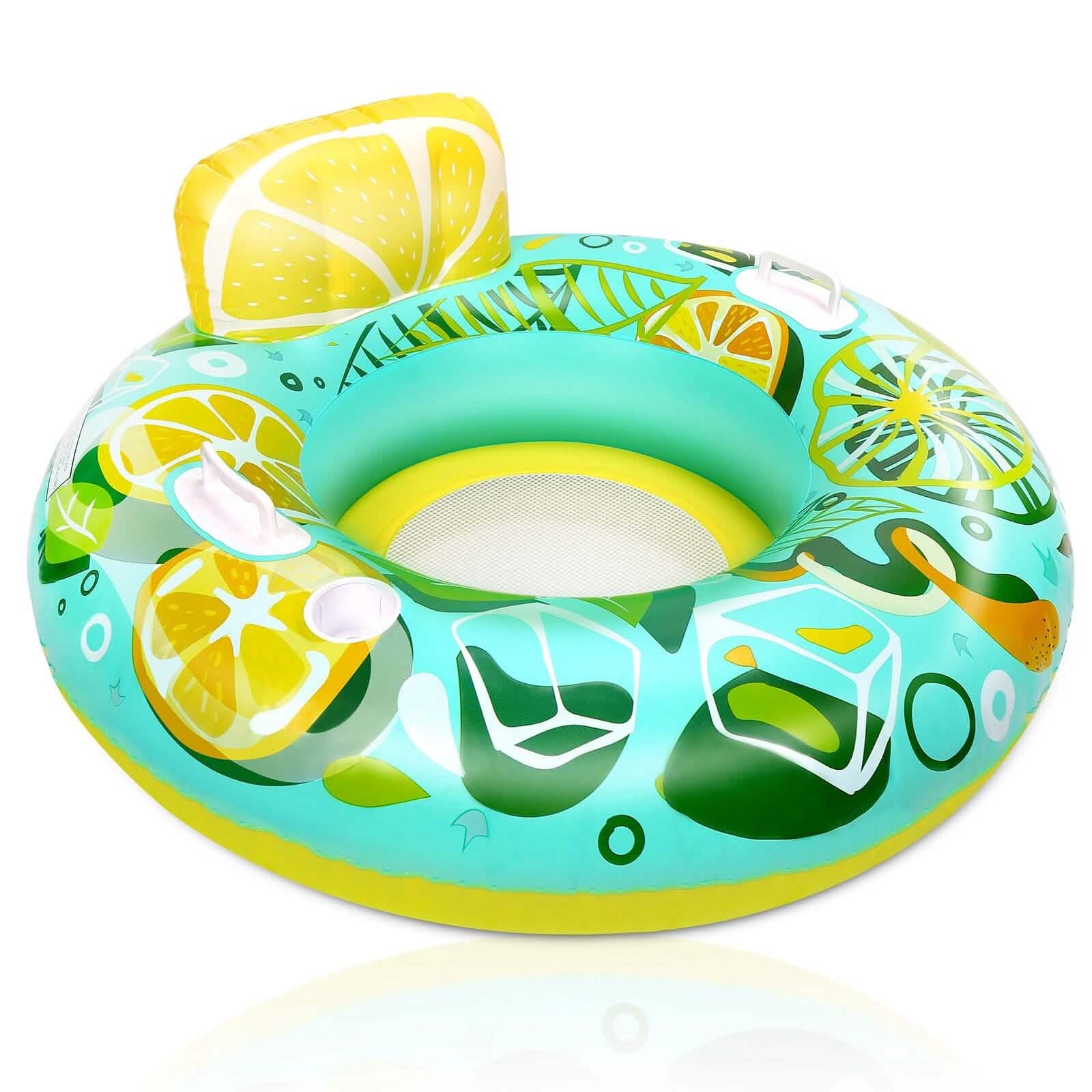 Inflatable Lounger Pool Float with Rubber Handle and Drink Holder by DailySale