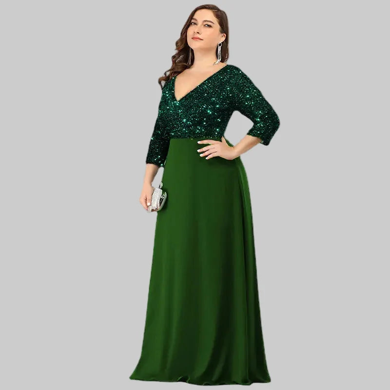 Plus Size Luxury Floor-Length Sequin Evening Dress by Trendy Attic Store01