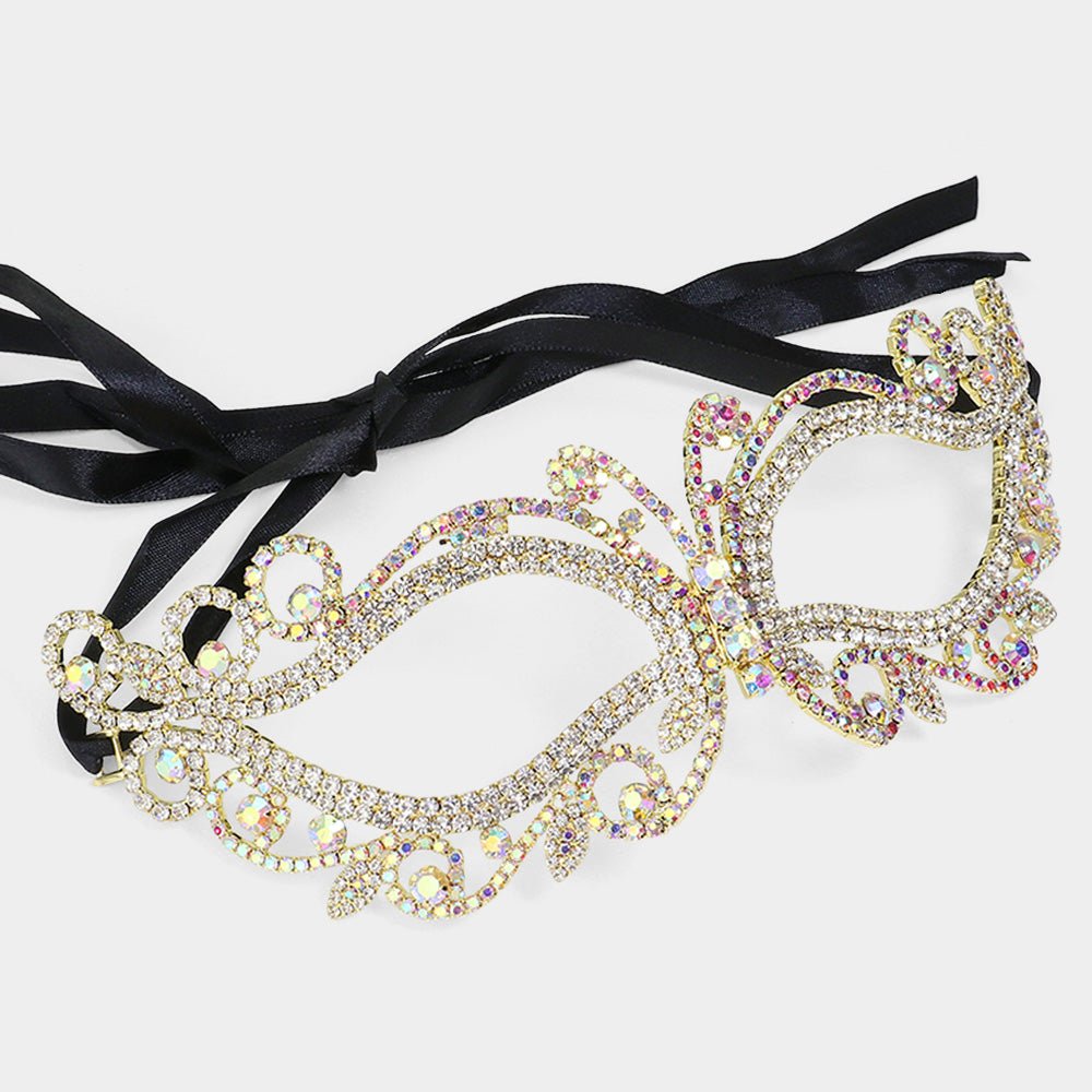 Janelle Rhinestone Paved Cat Eye Masquerade Mask by Blaire Shops