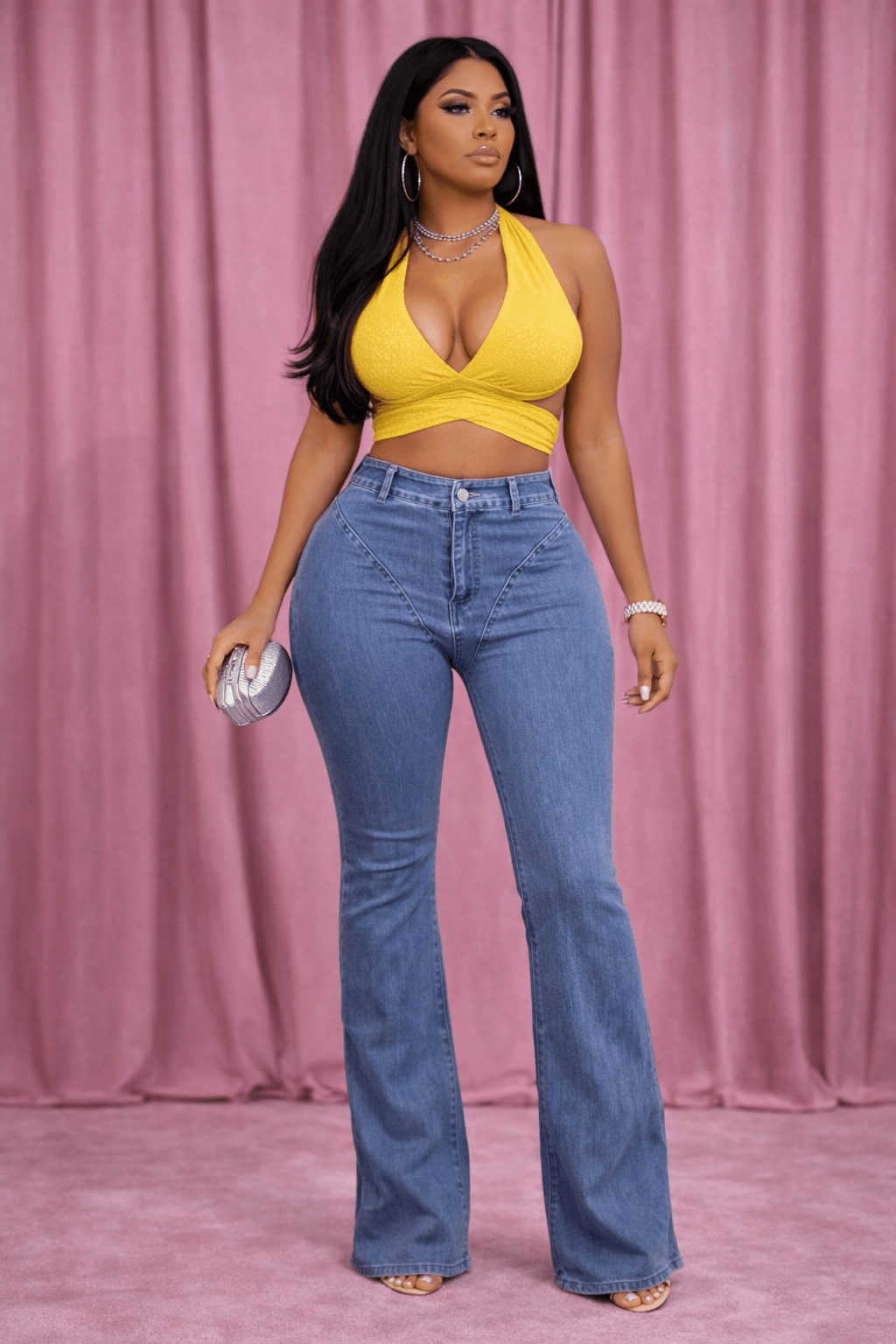 Jessica Bell Bottom Y2K Style Stretch Bell Bottom Jeans by Blaire Shops