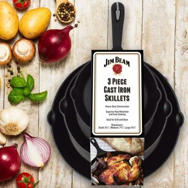 Jim Beam 3-Piece Cast Iron Skillets by DailySale