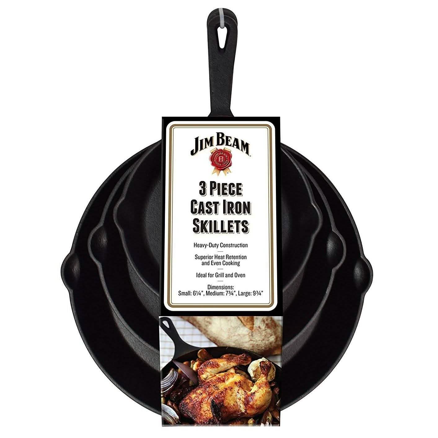 Jim Beam 3-Piece Cast Iron Skillets by DailySale