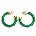 Kelly Green with Gold Balls Minis Hoop Earrings by hoohoops