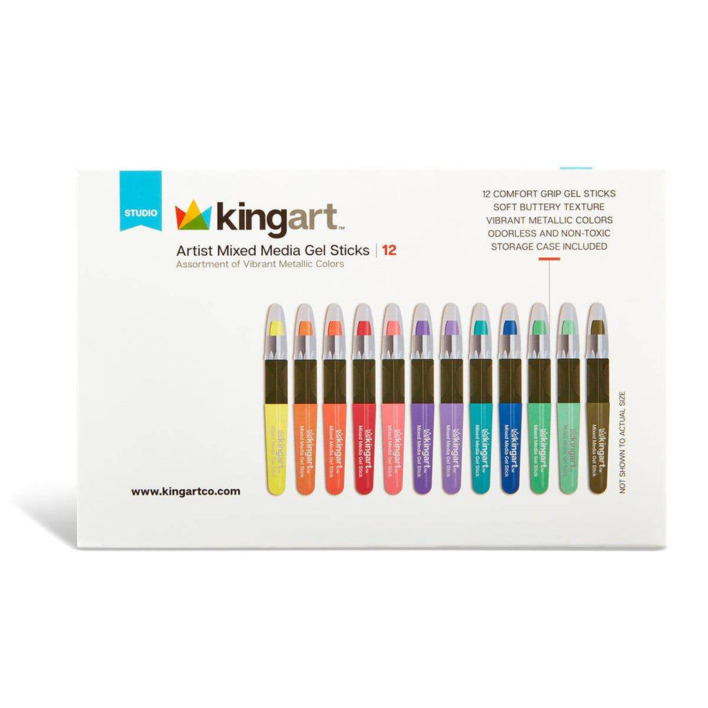 Mixed Media Gel Stick Crayons - 12 Metallic Colors by KINGART