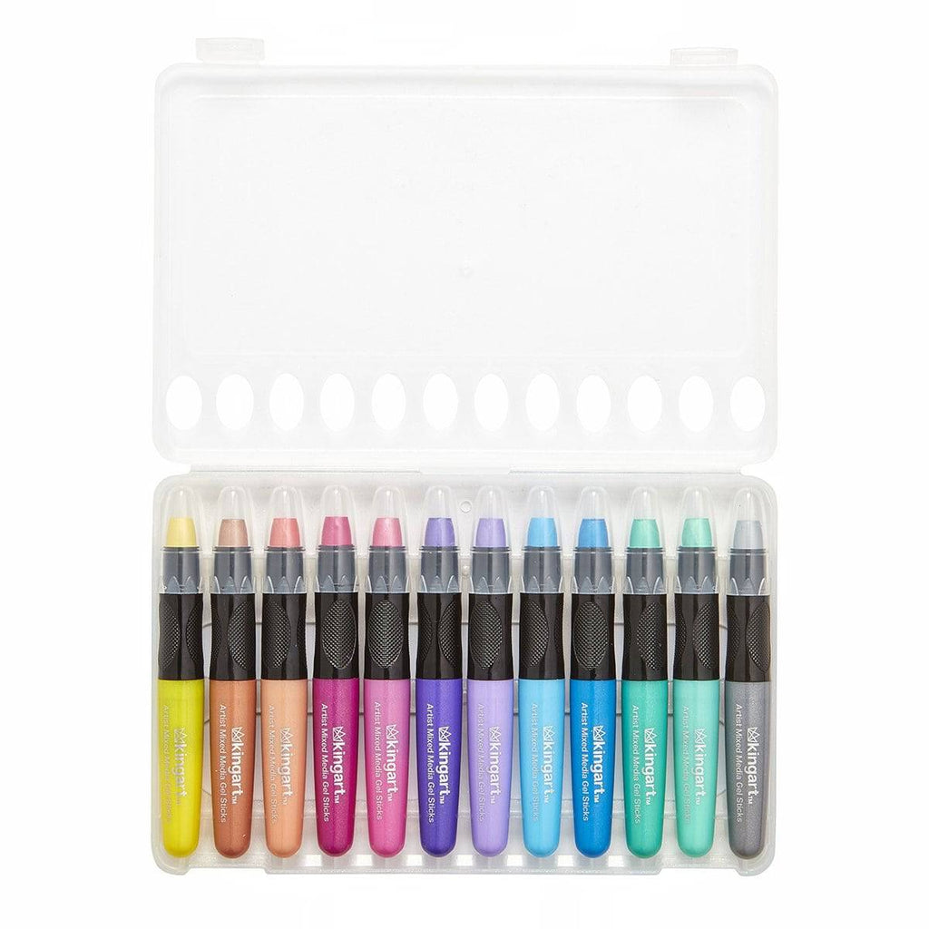 Mixed Media Gel Stick Crayons - 12 Metallic Colors by KINGART
