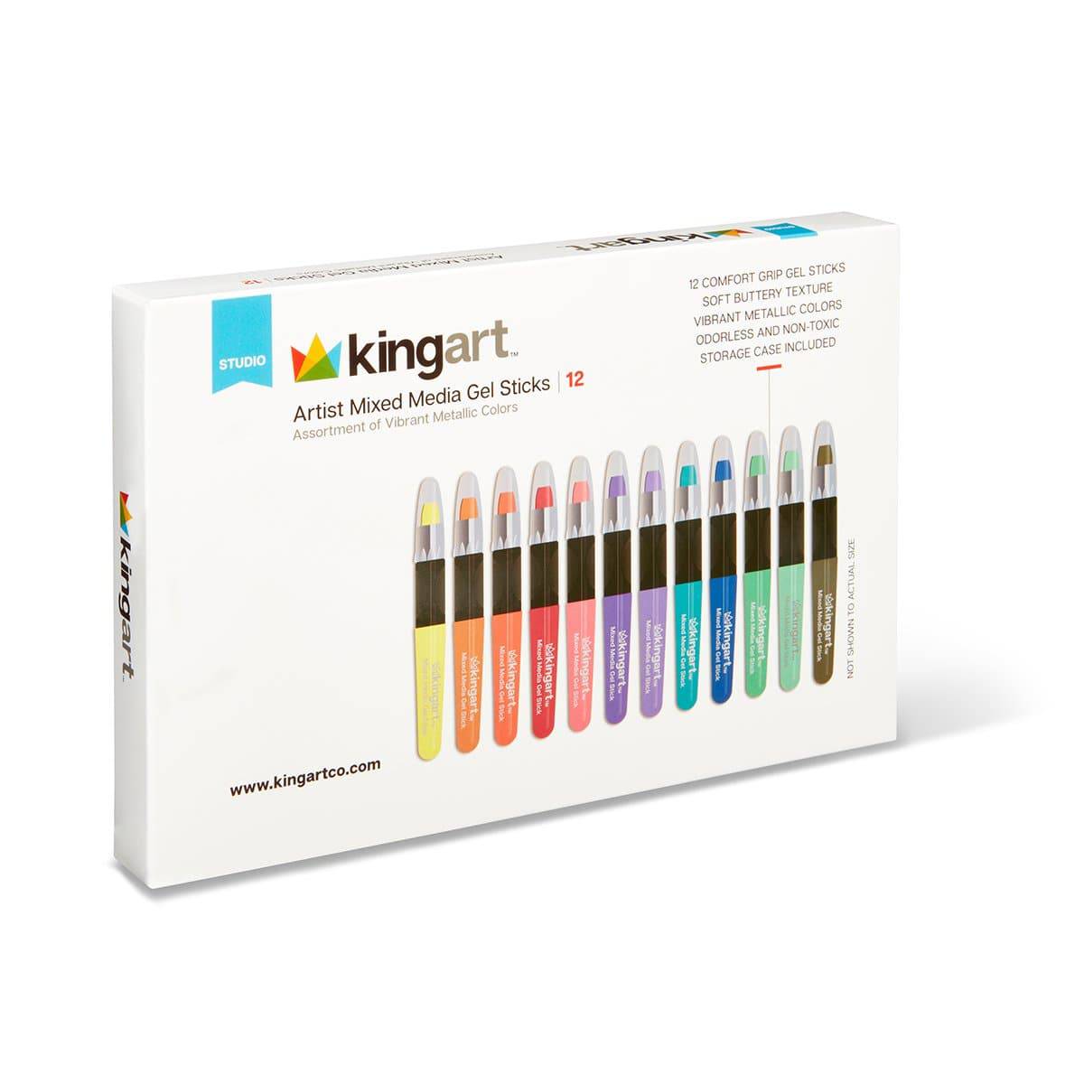 Mixed Media Gel Stick Crayons - 12 Metallic Colors by KINGART