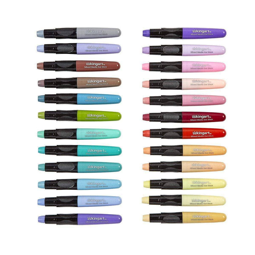 Mixed Media Gel Stick Crayons - 24 Pastel Colors by KINGART