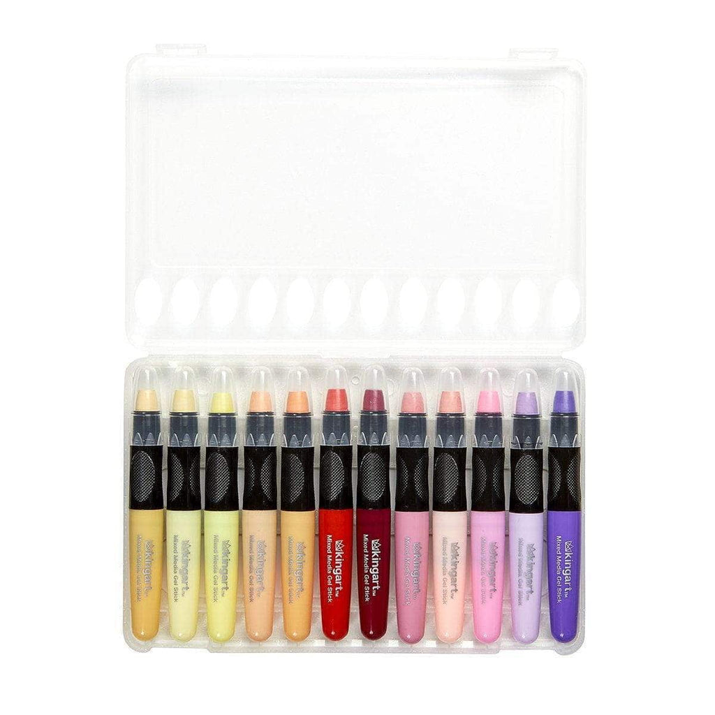 Mixed Media Gel Stick Crayons - 24 Pastel Colors by KINGART