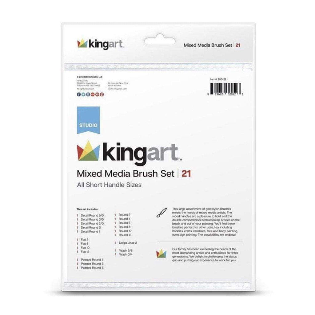 Studio Mixed Media Gold Nylon Brush Set - 21 pc by KINGART