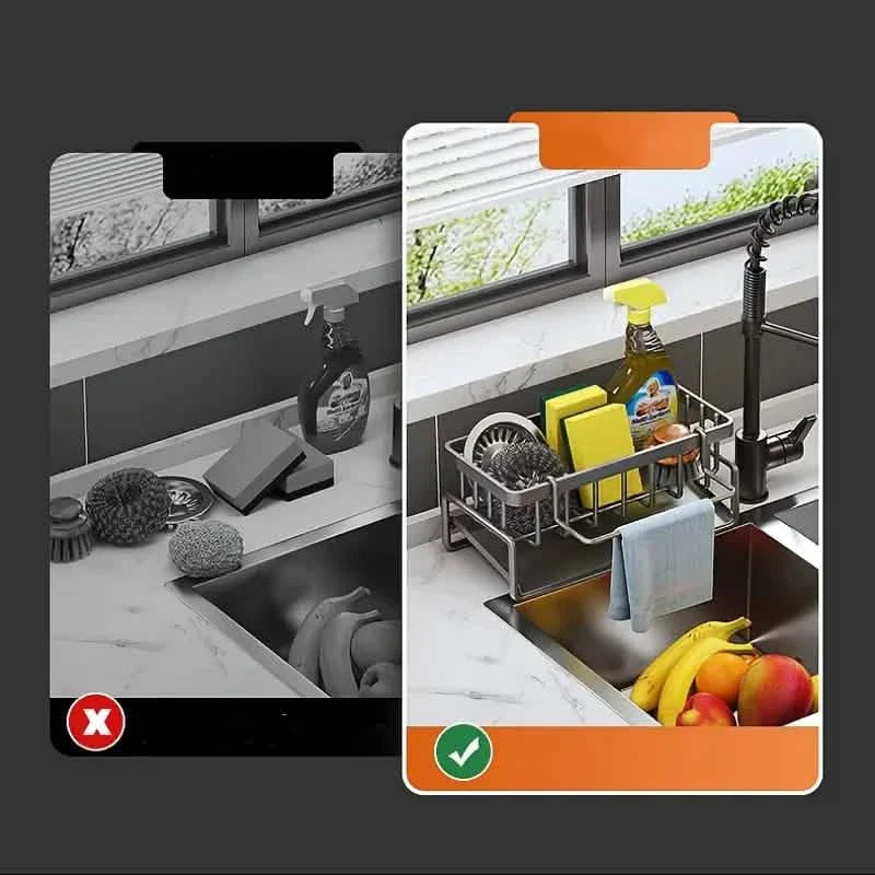 Kitchen Storage Rack - Multi-Functional Household Sink Organizer with Drain Basket by DailySale