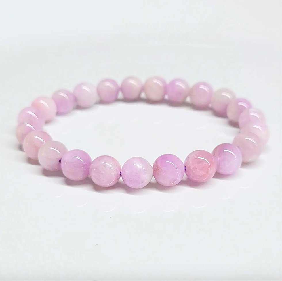 Kunzite Round Bead Bracelet by Sacred Crystals