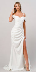 Cinderella Divine KV1057W Crepe Off the Shoulder Dress by DiscountDressShop