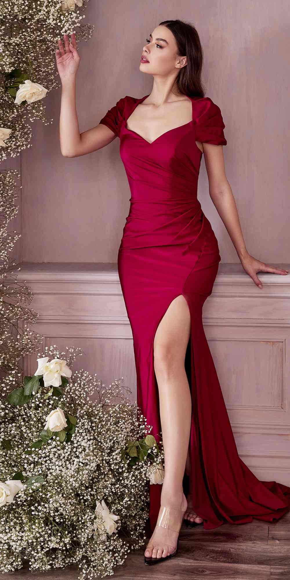 Cinderella Divine KV1061 Cap Sleeve With Shawl Long Fitted Dress by DiscountDressShop