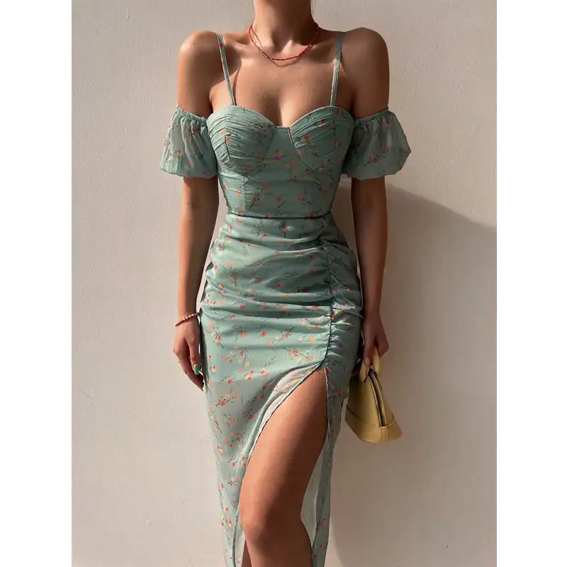 Irregular Spaghetti-Strap Dress for Women's Fashion by Trendy Attic Store01