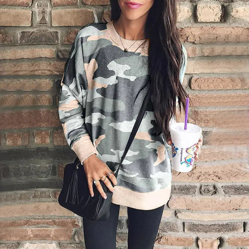 Autumn Winter Print Long Sleeve Round Neck Blouse by Trendy Attic Store01