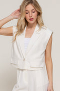 Lapel Collar W/shoulder Pads Vest by Tigbul's Variety Fashion Shop