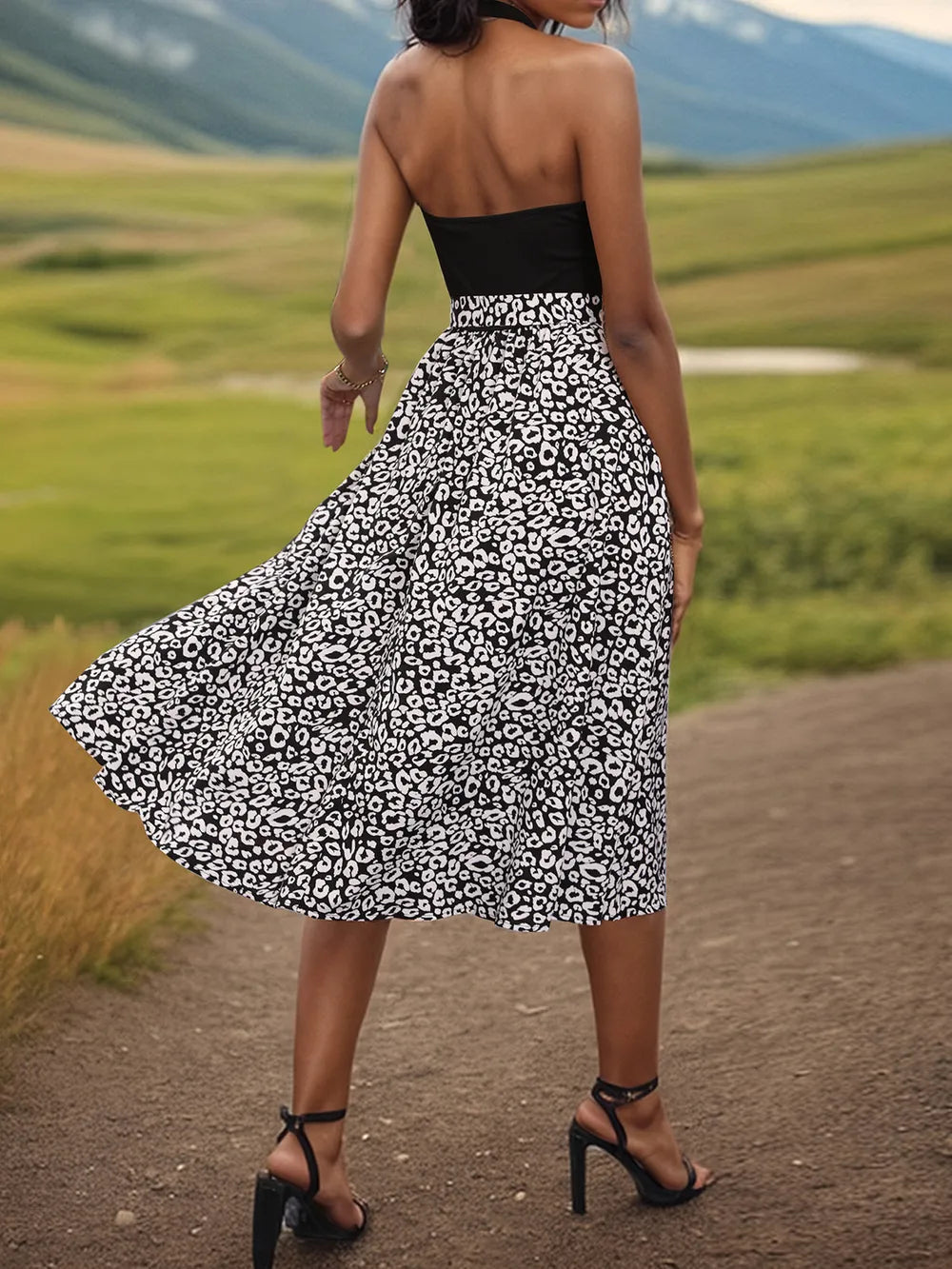 Leopard Halter Neck Midi Dress by V.I.P Digital Presence