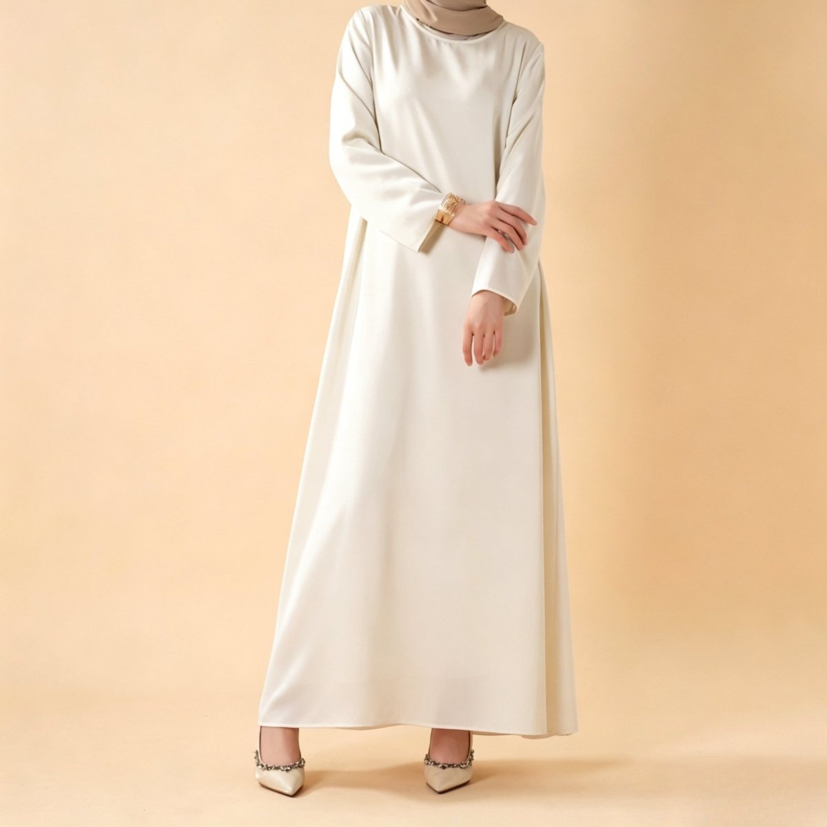 Long Sleeve Satin Inner Dress (MA061) by Mariam's Collection