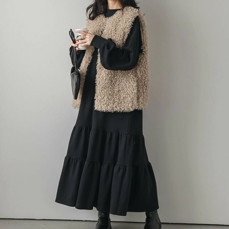 Loose Fit Ruffled Sweatshirt Maxi Dress(MS151) by Mariam's Collection