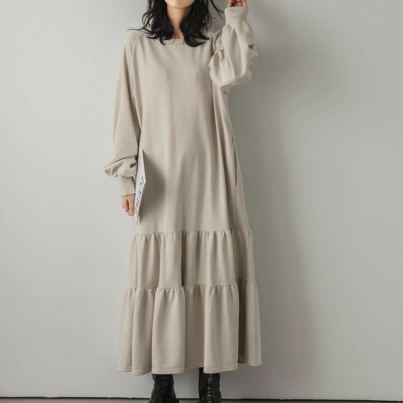 Loose Fit Ruffled Sweatshirt Maxi Dress(MS151) by Mariam's Collection
