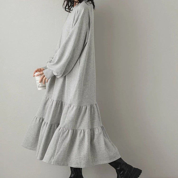 Loose Fit Ruffled Sweatshirt Maxi Dress(MS151) by Mariam's Collection