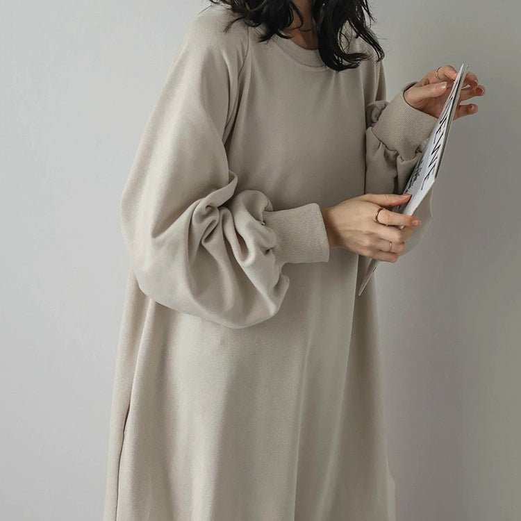 Loose Fit Ruffled Sweatshirt Maxi Dress(MS151) by Mariam's Collection