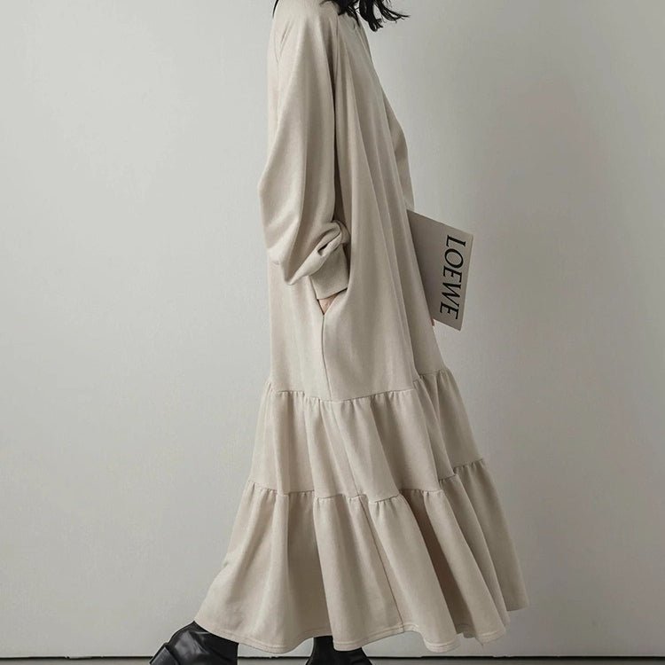 Loose Fit Ruffled Sweatshirt Maxi Dress(MS151) by Mariam's Collection
